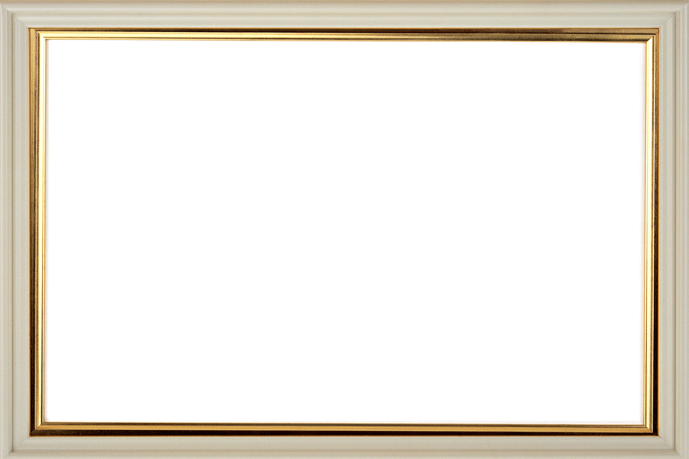 Gold frame in white background.