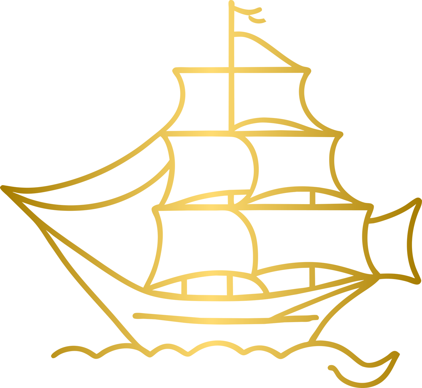 Golden sailing ship